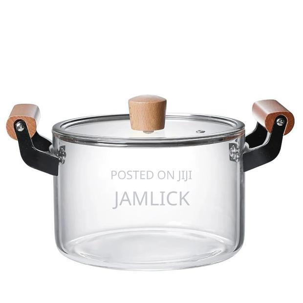 2 Wooden Handle High Boron Heavy Borosilicate Glass Cookware - Pm