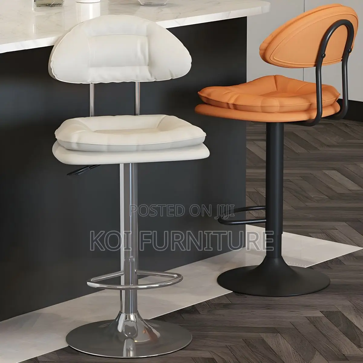 Barstool; Leather Adjustable Functionality Barstool