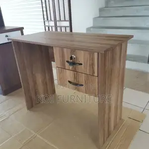 Home Desk; Brown Office Laptop Desk With Lockable Drawers
