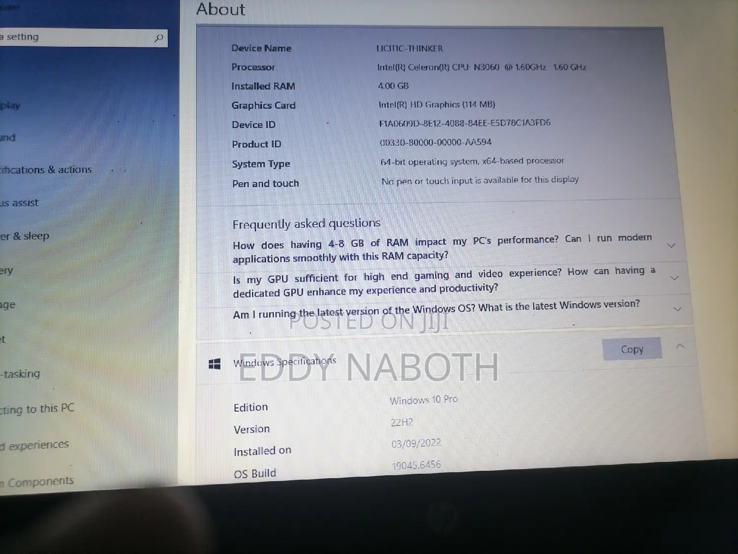 Laptop HP 14-dq1088wm 4GB Intel SSD 500GB