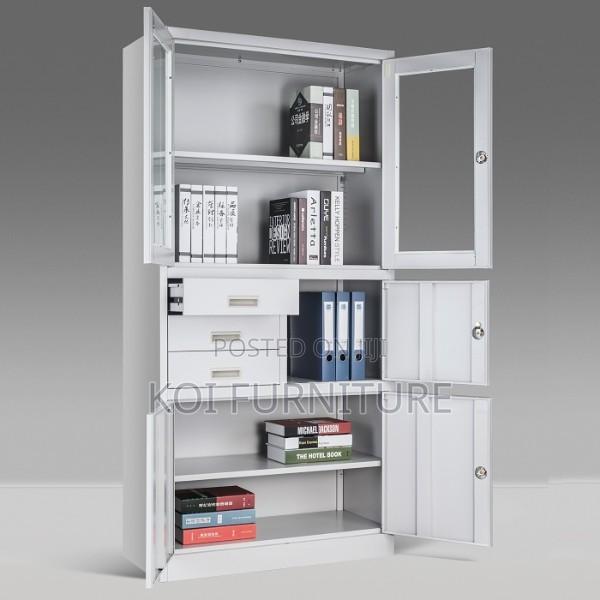Office Cabinet; Gray Steel Executive Cabinet With Drawers and in Safe