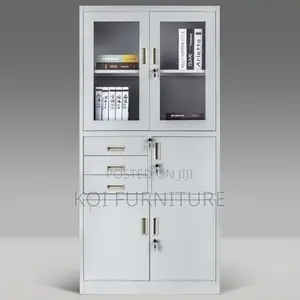 Office Cabinet; Gray Steel Executive Cabinet With Drawers and in Safe