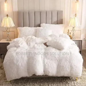 White Faux Fur Velvet Fluffy Duvet Set