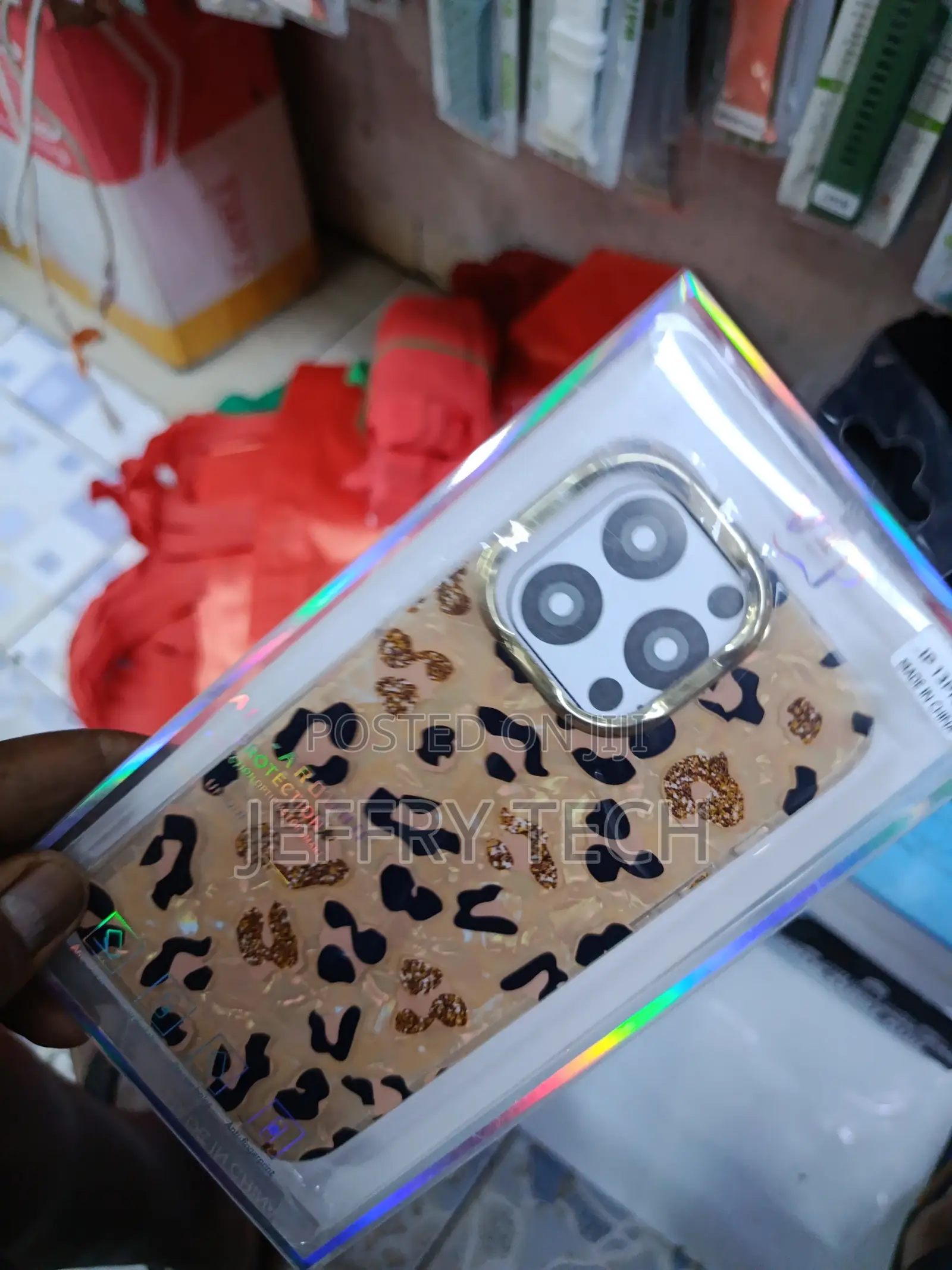 Lidar Cheetah Pattern With Gold Glitter Case for iPhone 13 Pro