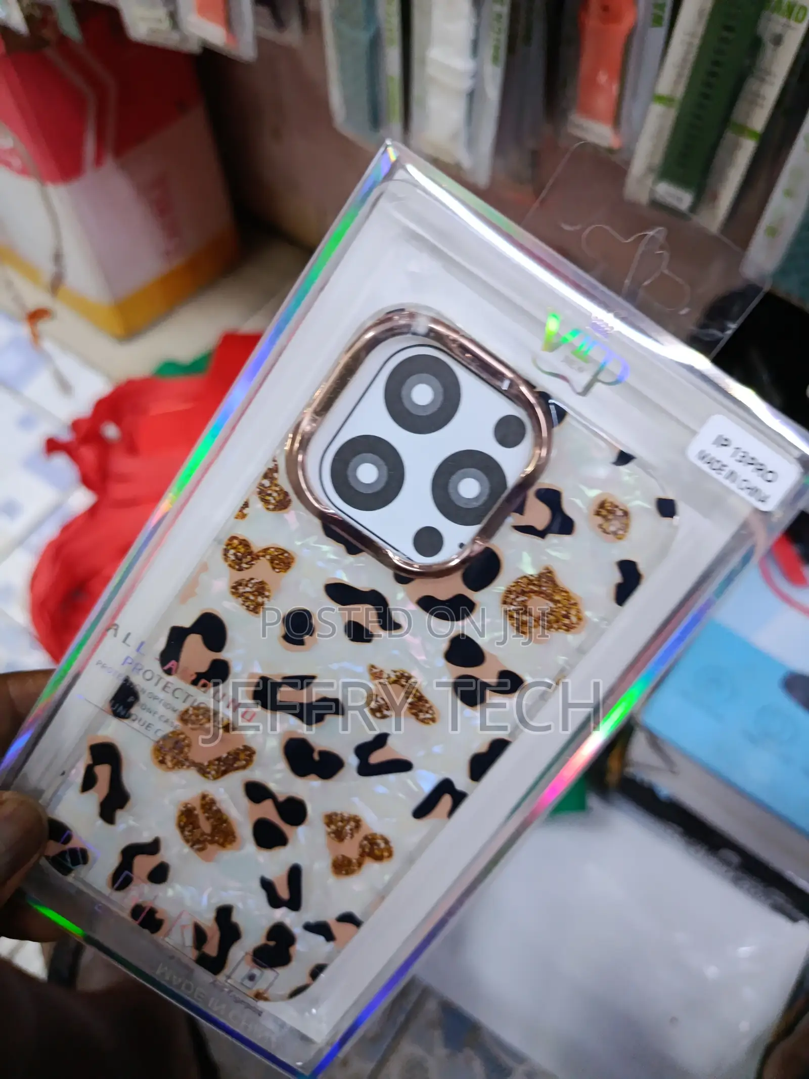 Ziye iPhone 13 Pro Cheetah/Leopard Print Gliter Gold Plated Case