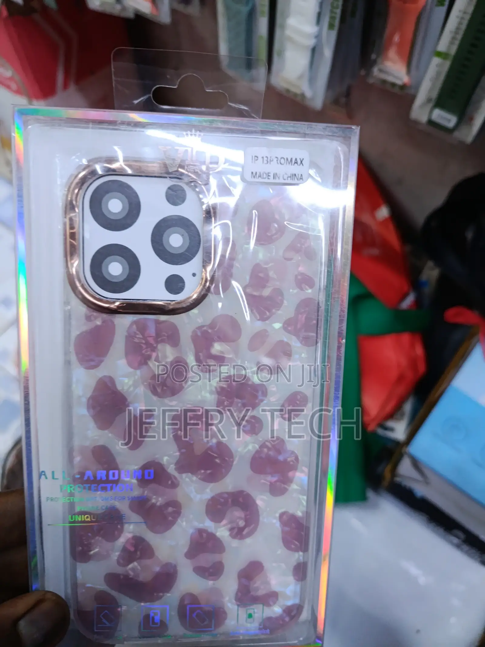 Klesi Cheetah Print iPhone 13 Pro Max Glossy Gold Plated Case-Purple