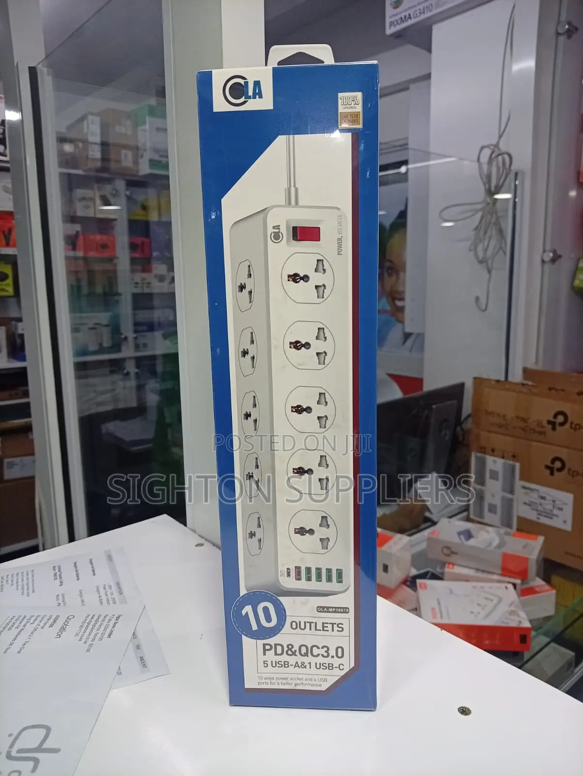 Ola- Power Cord With 10-Outlet Surge Protector Power Sockets