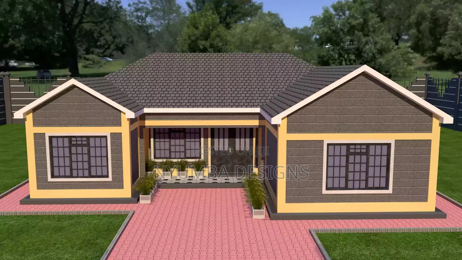 3 Bedroom House Plan With Hip and Valley Roof Design
