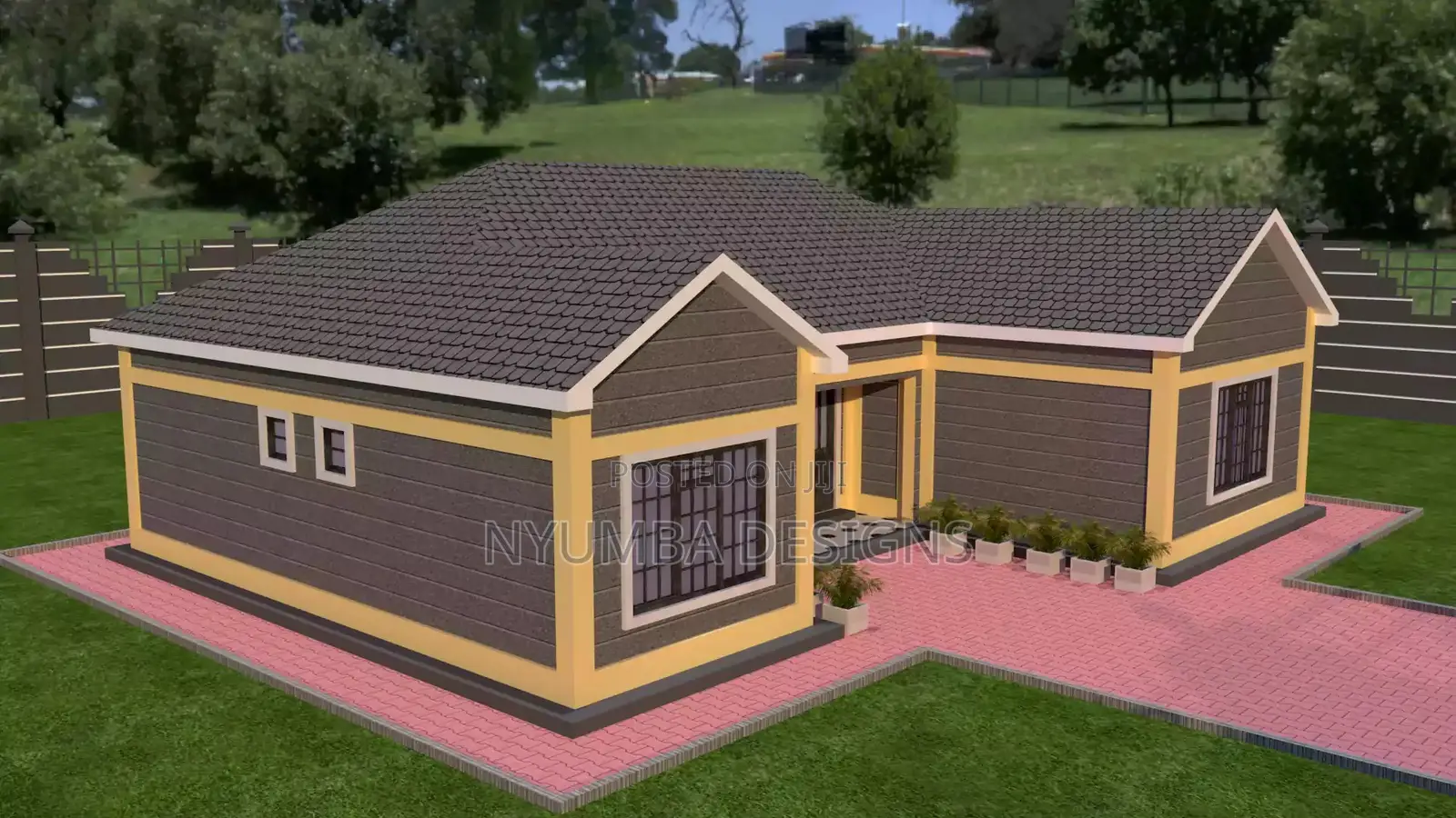 3 Bedroom House Plan With Hip and Valley Roof Design