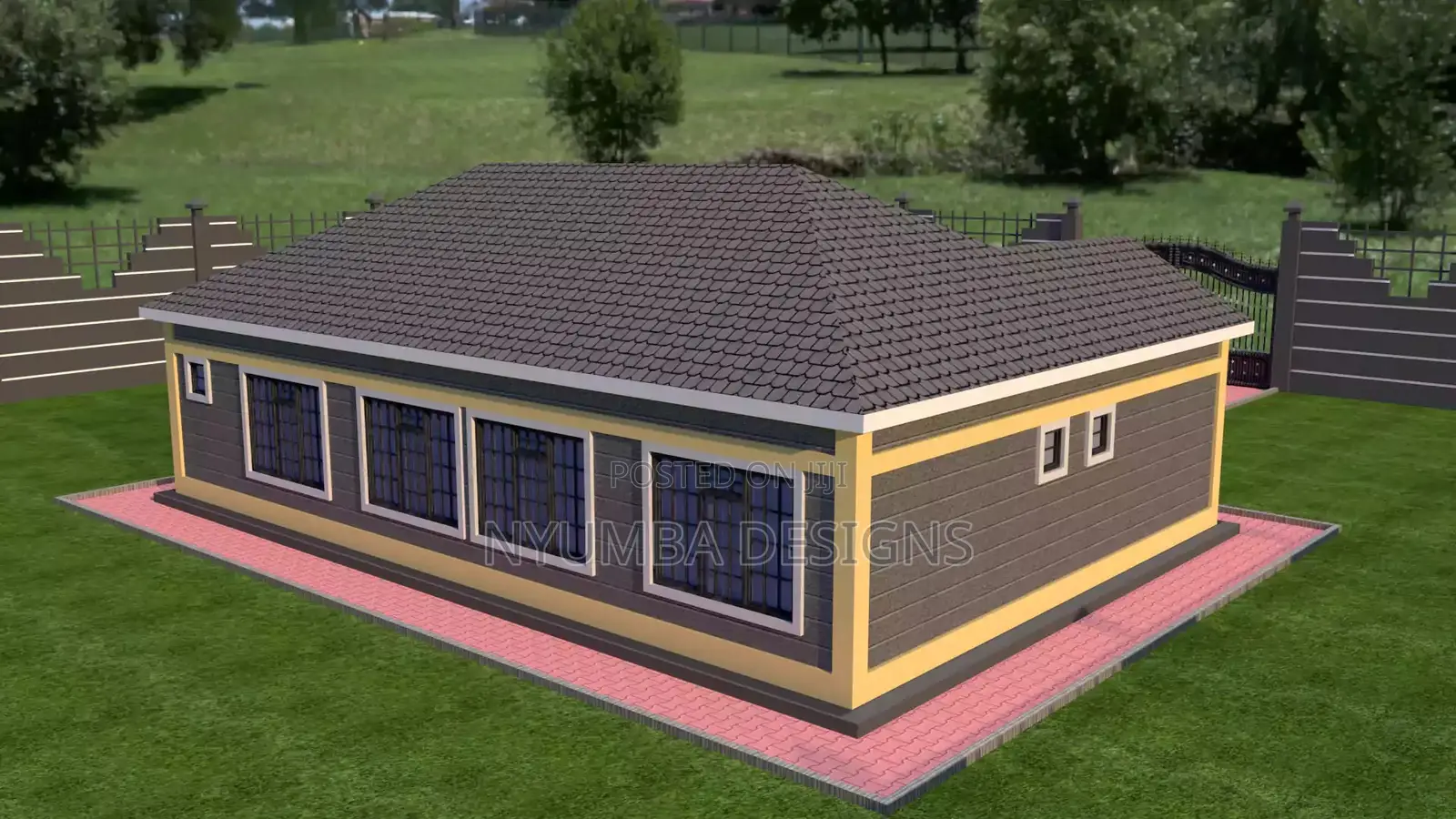 3 Bedroom House Plan With Hip and Valley Roof Design