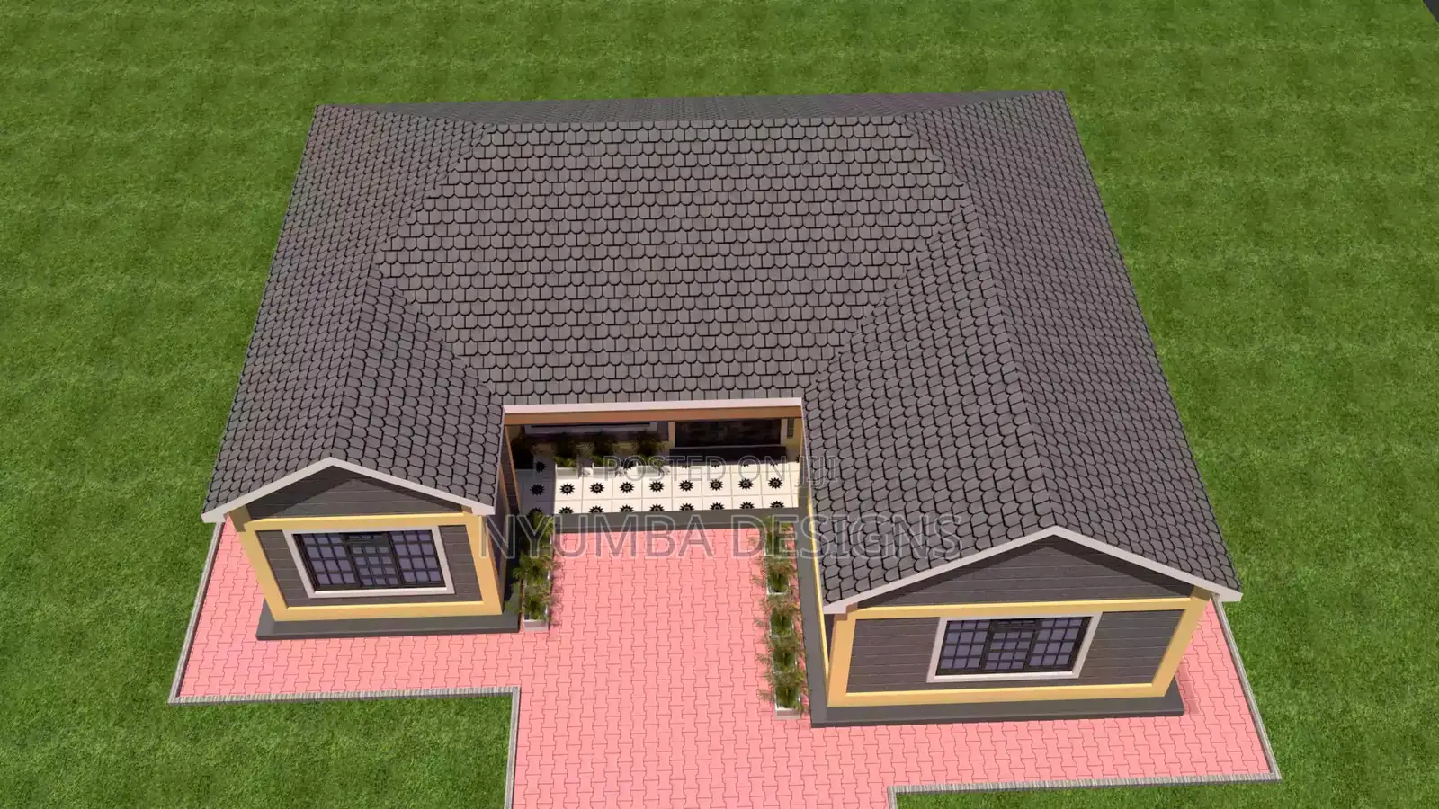 3 Bedroom House Plan With Hip and Valley Roof Design