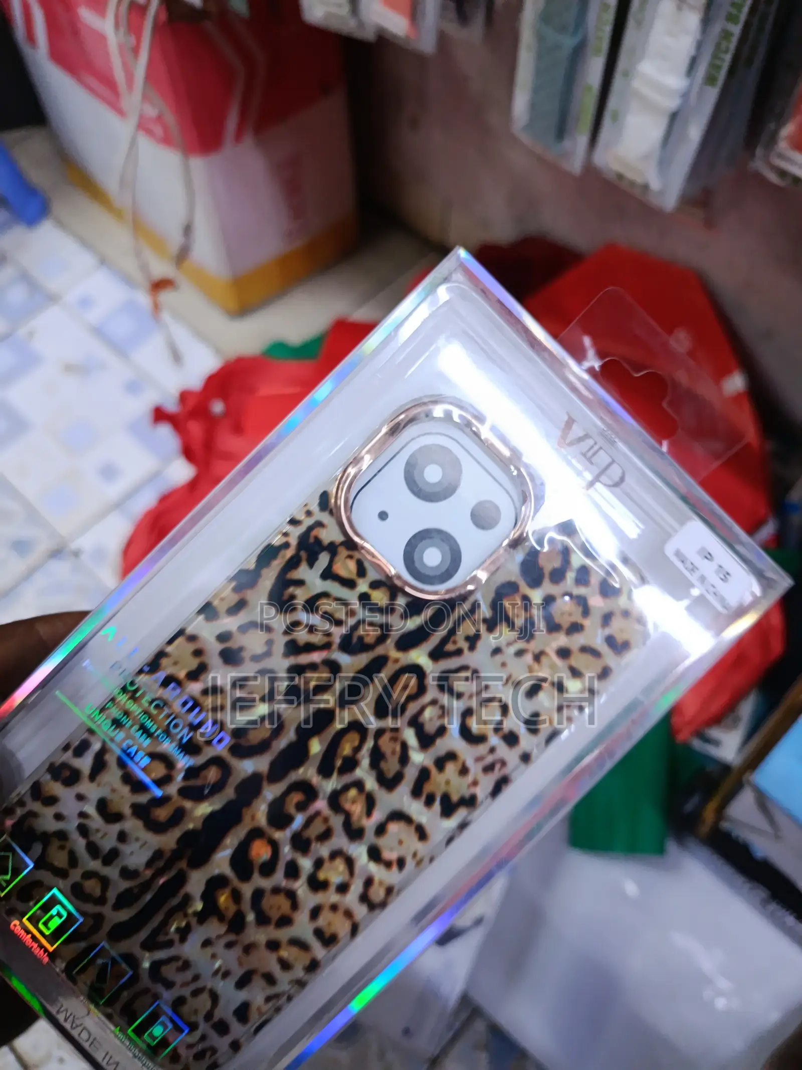 Scen Cheetah Print Glossy Plated Case Compatible With iPhone 15 -Brown