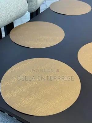 Available Modern Round Faux Leather PVC Table Mats for Dinning