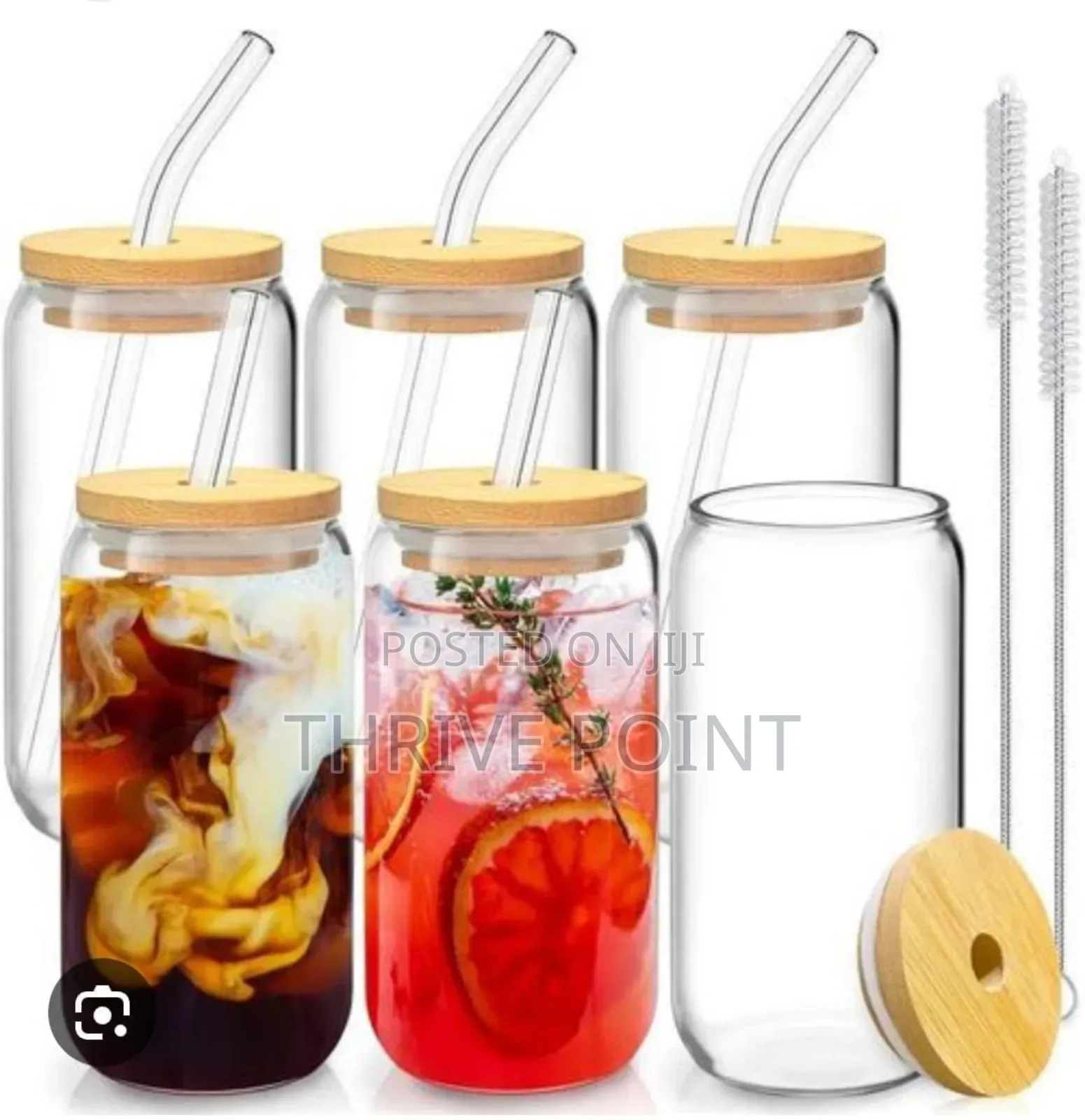 Glass Cup With Bamboo Lid and Straw