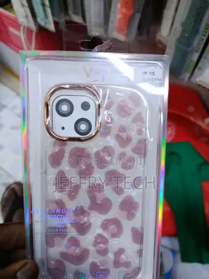 Rumdey iPhone 15 Leopard/Cheetah Print Gold-Plated Camera Frame-Pink