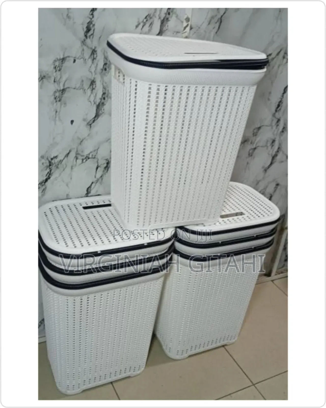 White *Laundry Basket With a Lid*