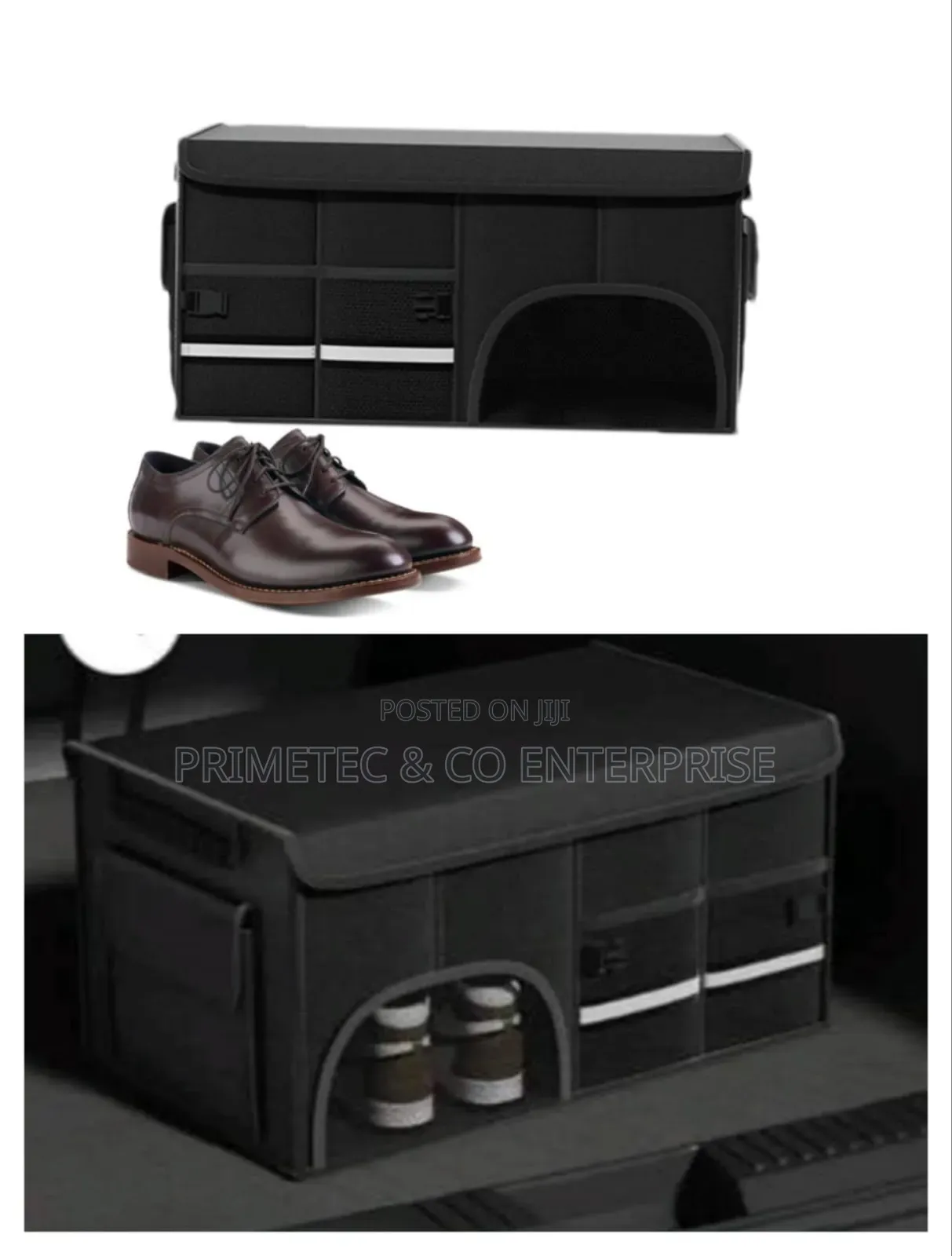 Car Trunk Foldable Storage Box With Shoe Compartment