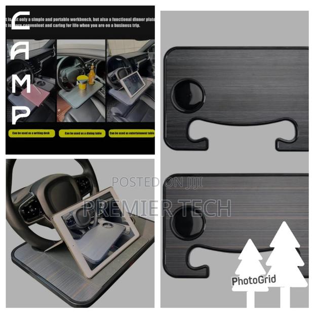 Wooden Slotted Steering Wheel Table Tray