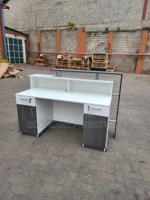 1.4m Reception Desk White Gray