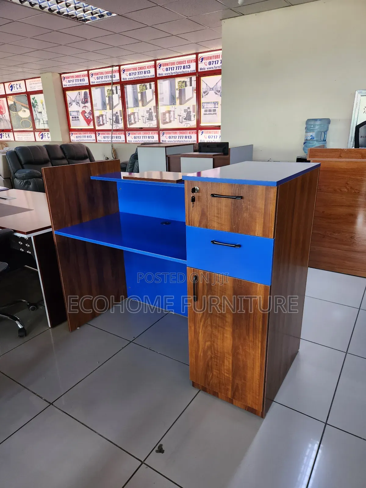 1.6m Reception Office Desk Blue