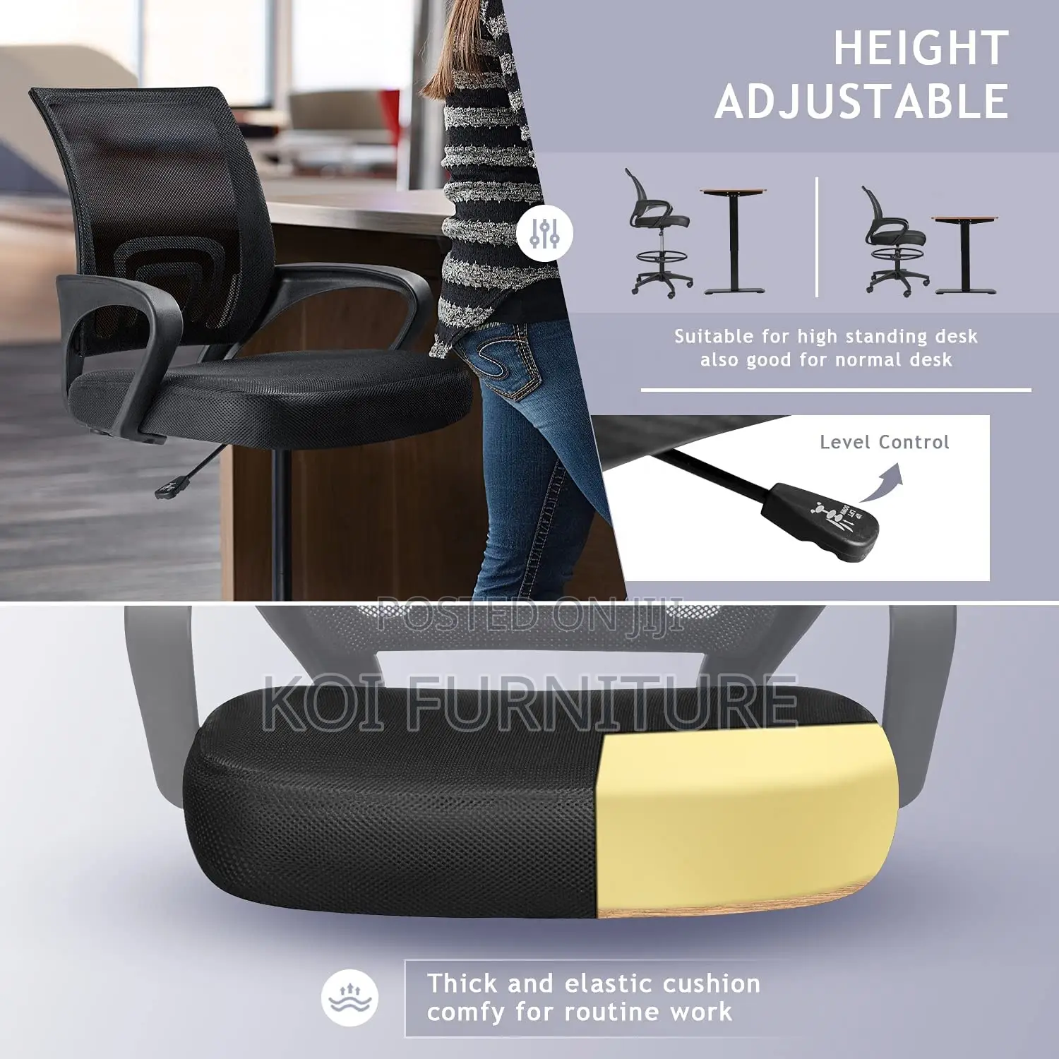 Office Chair : Adjustable Height Cashier Office Chair