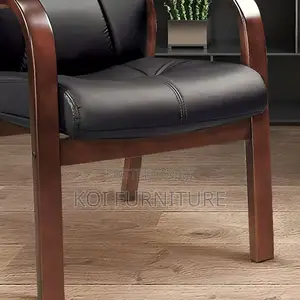 Office Chair :Black Faux Leather Executive Guest Chair