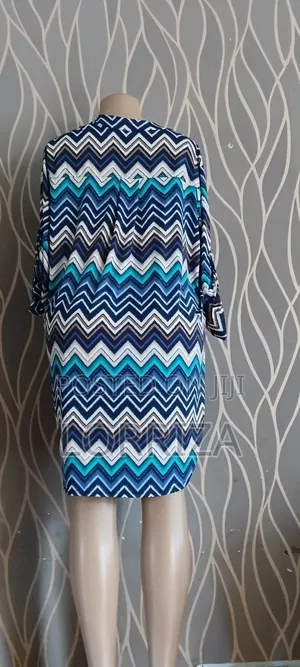 A Blue Zigzag Patterned Dress