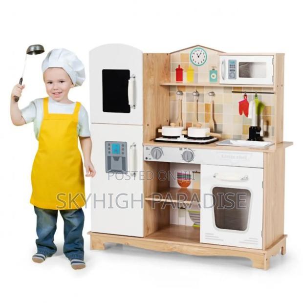 Kitchen Wooden Toy for Kids With Microwave Play Sink Ice Maker