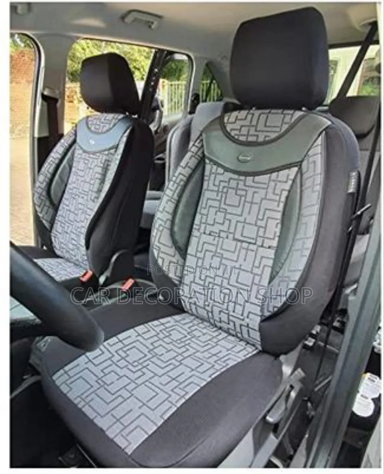 Premium Grey Cotton Leather Sport Seat Covers