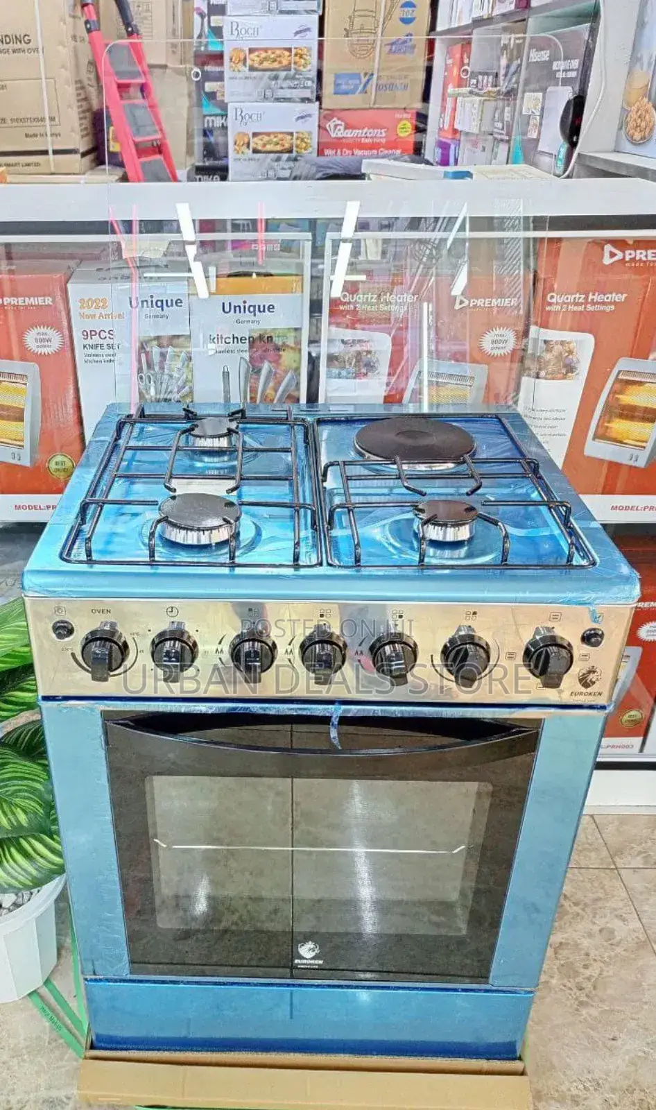 60×65 Euroken 3+1 Hot Plate Standing Cooker