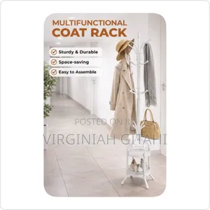 White Heavy Duty Wrought Iron Coat/Handbag Floor-standing Rack