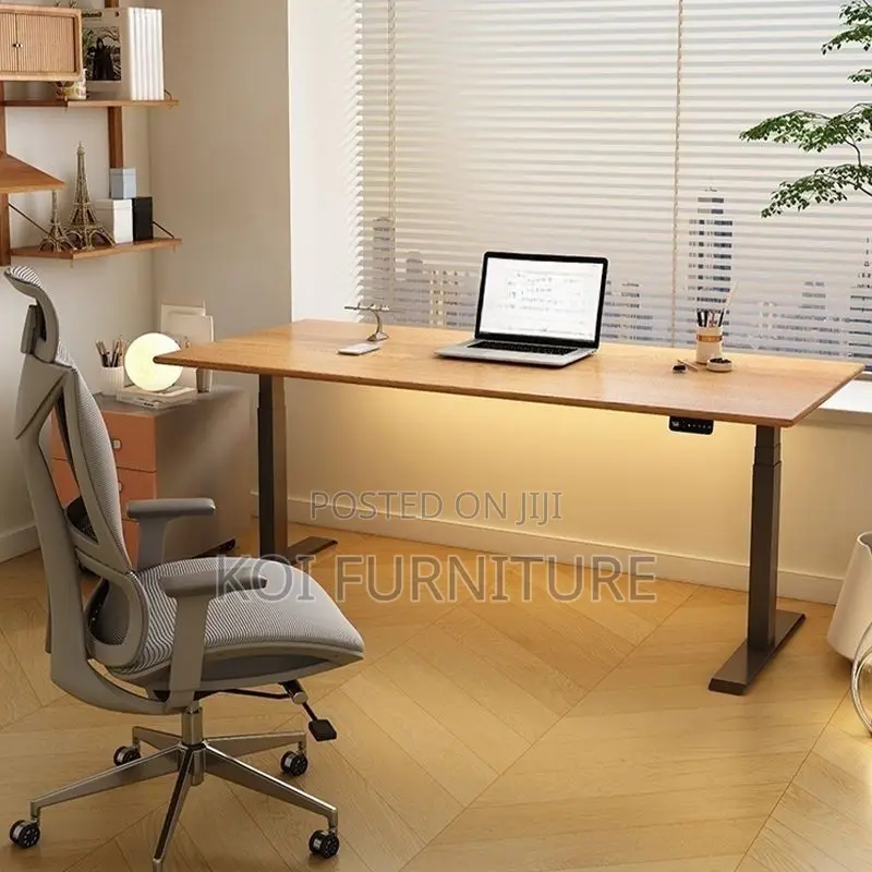 Office Desk; 1.8m Organic Wooden Top Adjustable Home Office Table