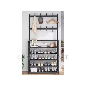 5-Tier Metal Shoe Rack Hat Rack, Entryway Storage Organizer
