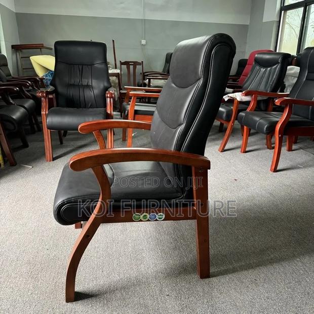 Office Chairs; Comfortable Executive Visitors Desk Mahogany Seat - thumbnail 4