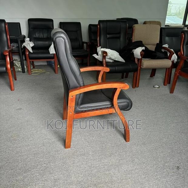 Office Chairs; Comfortable Executive Visitors Desk Mahogany Seat - thumbnail 5