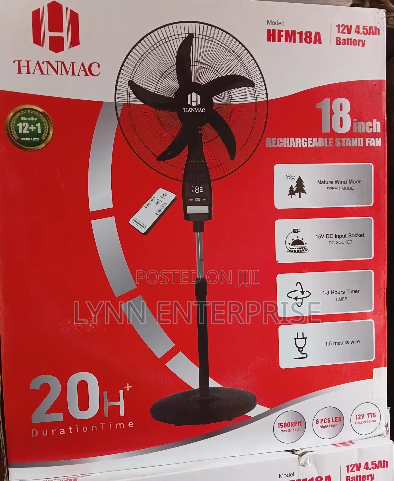 Reachargeable Hanmac 18 Inches Standing Fan