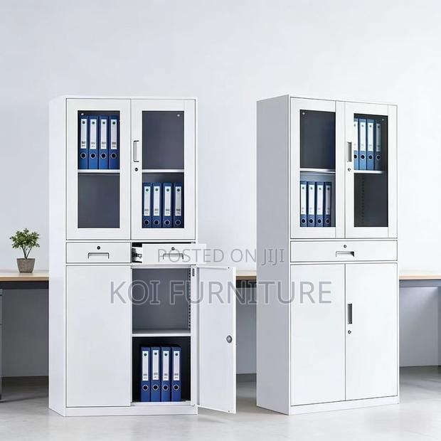 Office Cabinet; Two Doors View Glass Upper Unique Cabinet