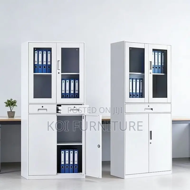 Office Cabinet; Two Doors View Glass Upper Unique Cabinet