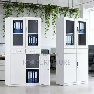 Office Cabinet; Two Doors View Glass Upper Unique Cabinet