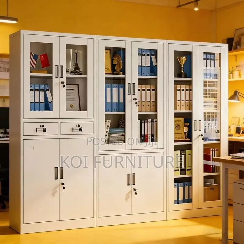 Office Cabinet; Two Doors View Glass Upper Unique Cabinet