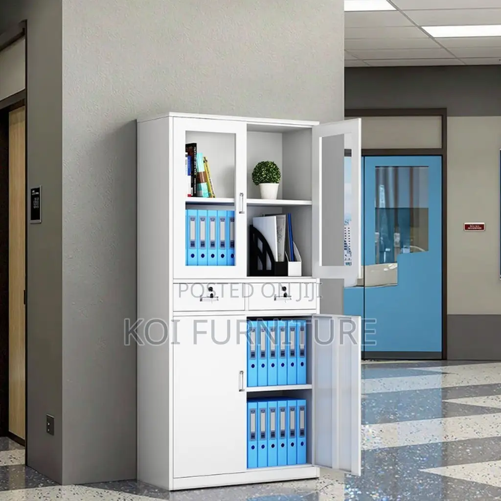 Office Cabinet; Two Doors View Glass Upper Unique Cabinet
