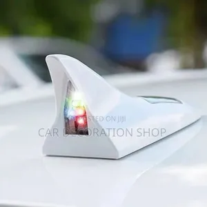 White Universal Self Adhesive Stick Mount Shark Fin Antenna With Light