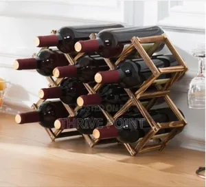 Foldable10 Slot Wooden Wine Bottle Rack