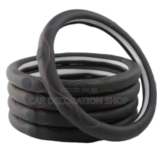 Leather Material Universal Fit 38cm Steering Wheel Cover