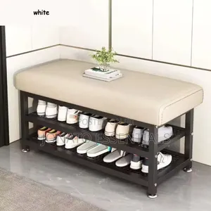 2-tier Shoe Rack Bench Organizer With Padded Cushion Seat