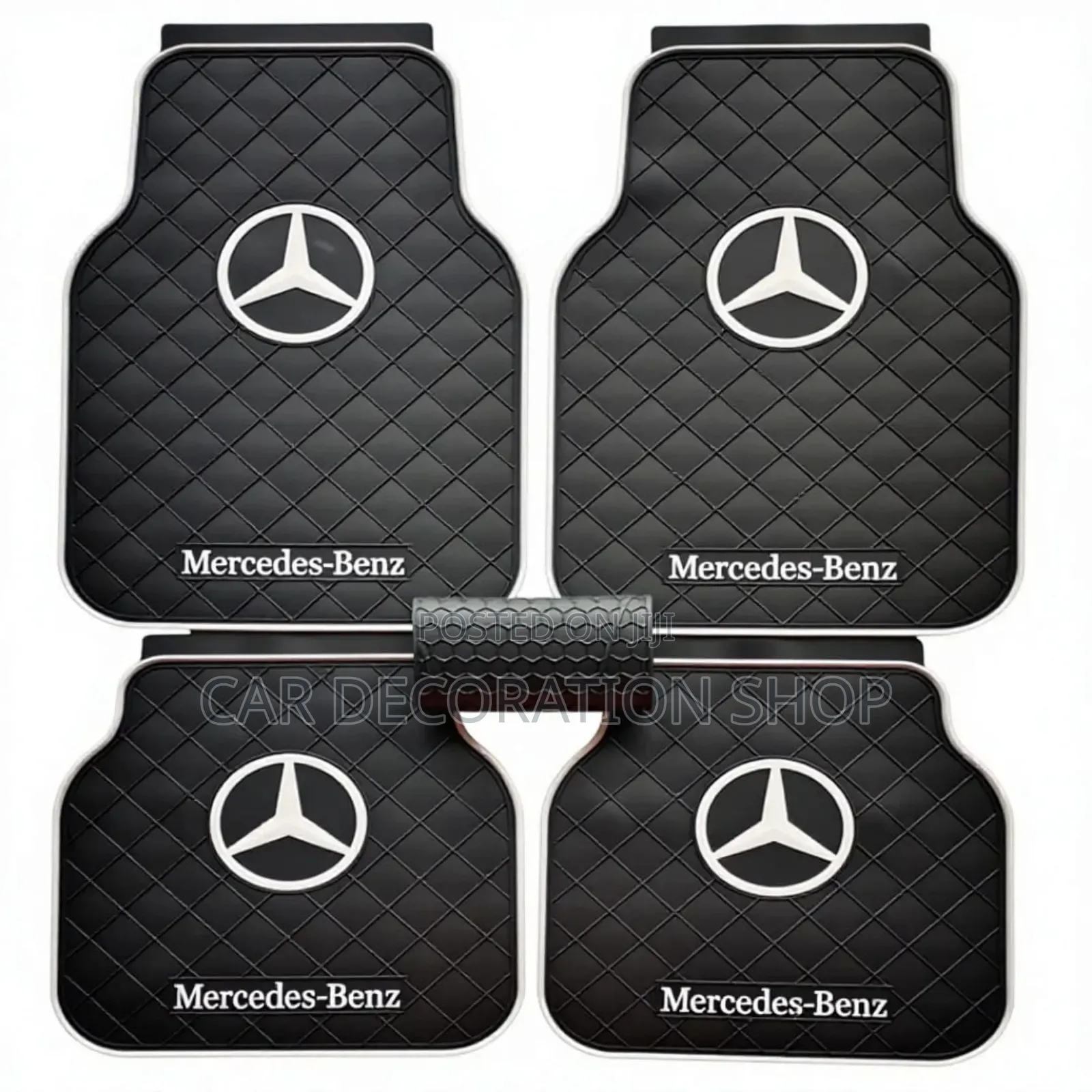 Mercedes White Logo Car Floor Black Floor Antiscratch Mats