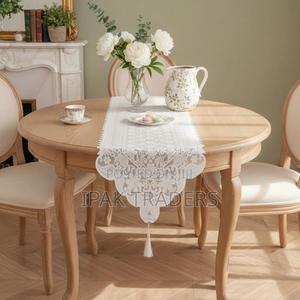 Retro French Lace Table Cloth 40cms *260cmsWhite Embroidered