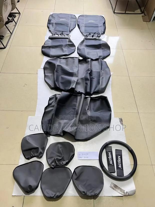 Grey Black 5 Seater Seat Top Covers - main view