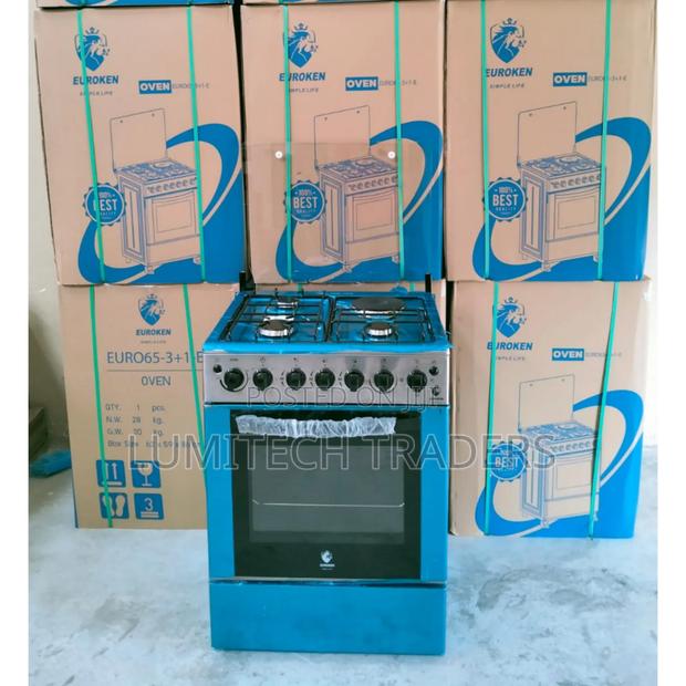 60*65 Euroken 3+1 Standing Cooker With Electric Double Heater Oven