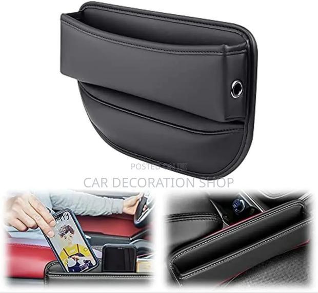 2pcs Pu Leather Car Console Side Pocket Seat Gap Filler